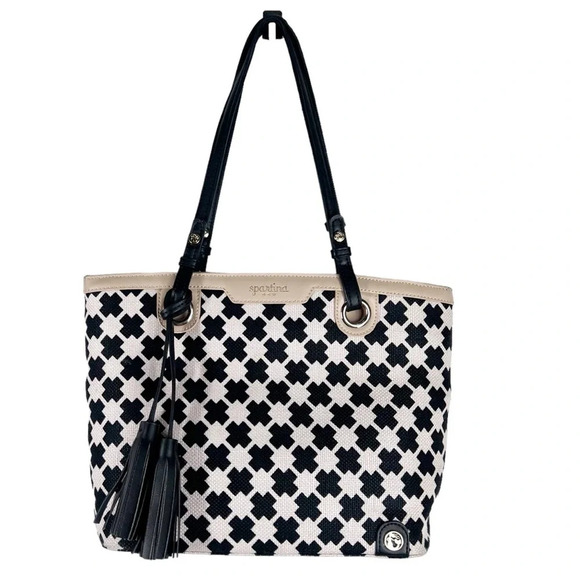 SPARTINA Daufuskie Island Linen & Leather Maxi Tote Shoulder Bag - Picture 1 of 12